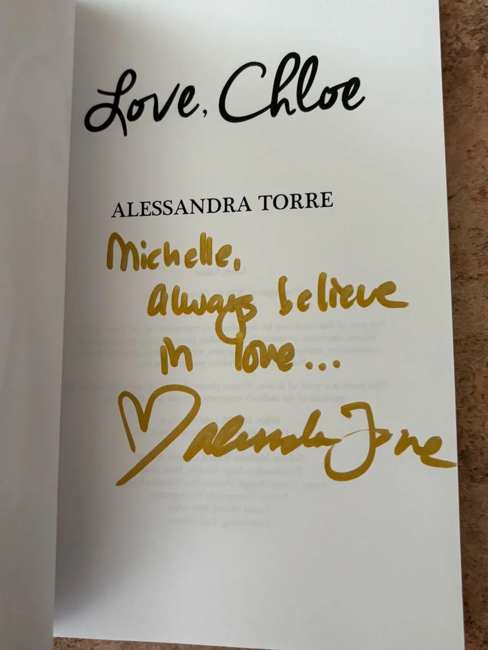 Love, Chloe by Alessandra Torre - Signed Paperback